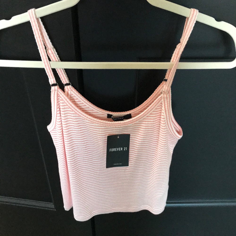 pink and white striped tank top